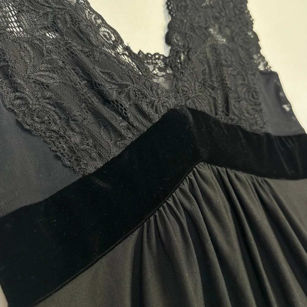 Jonquil‎ Diane Samandi LET020 Lace Maxi Nightgown Black Women's XS/S Petite